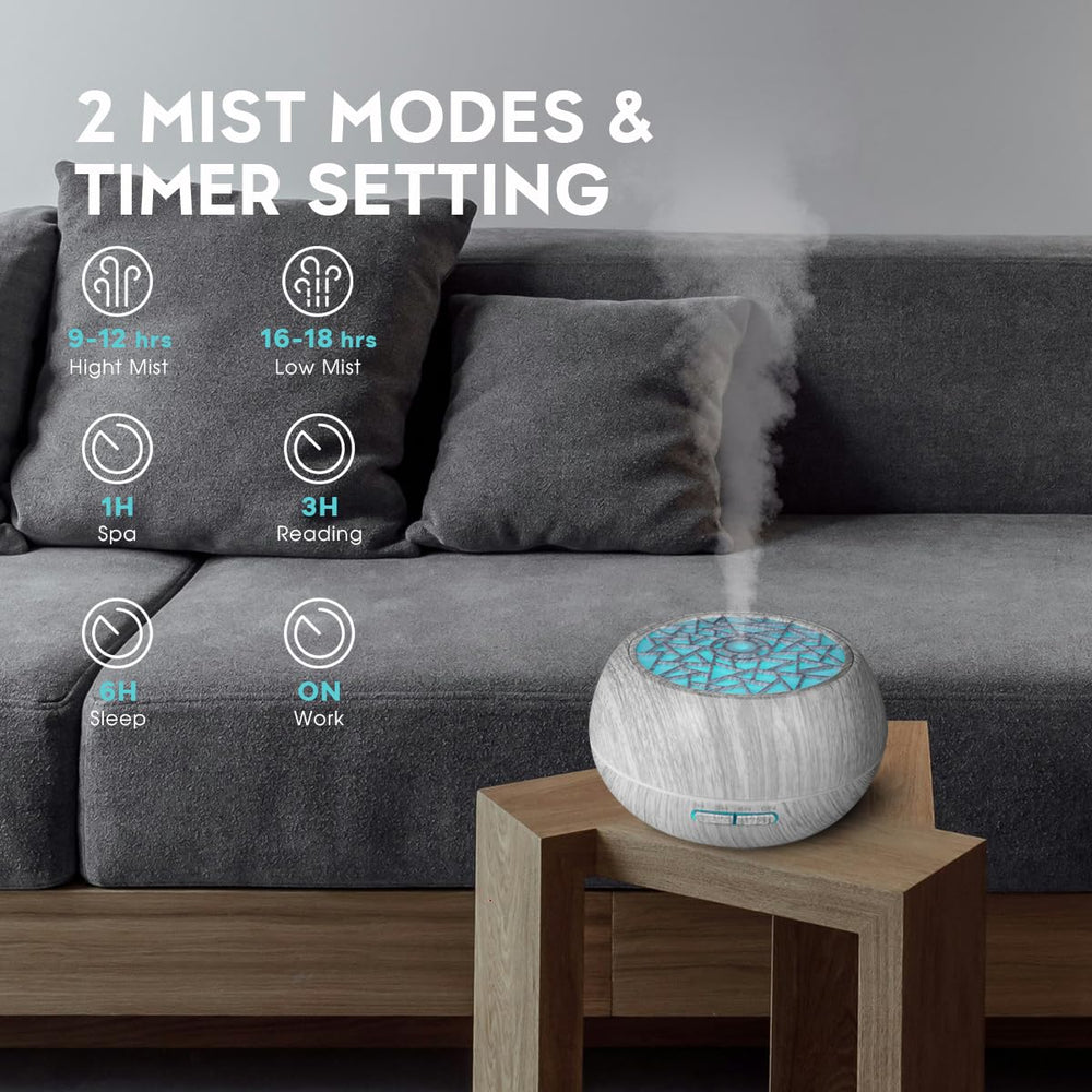 Essentil diffuser demonstrates multiple mist settings for customizable ambiance.