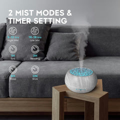 Essentil diffuser demonstrates multiple mist settings for customizable ambiance.