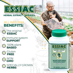 Essiac bottle shown in side view for easy reference.