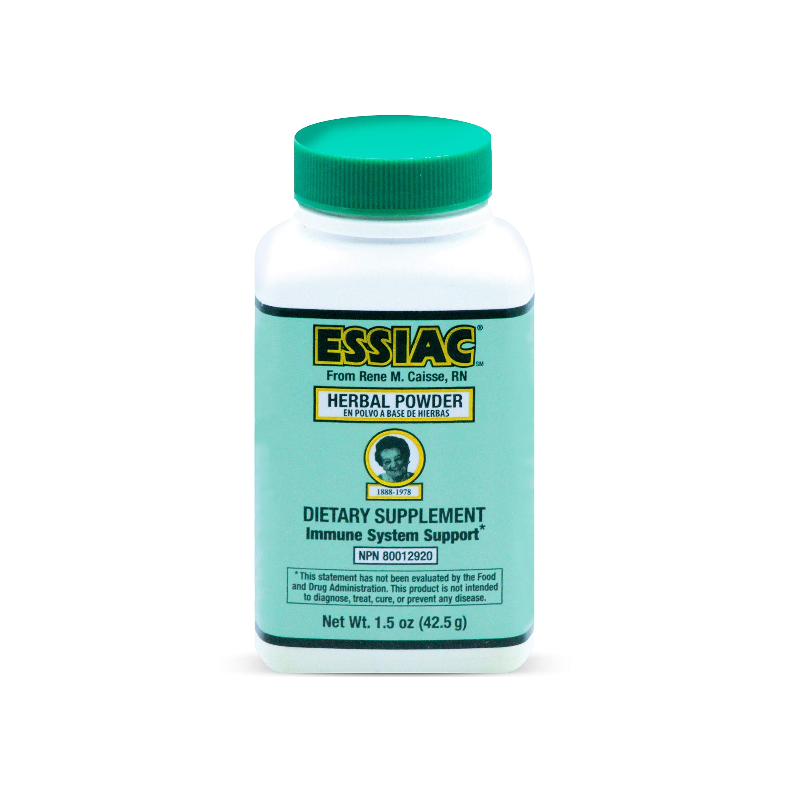 Essiac Genuine Tea Powder bottle displays the original formula for daily antioxidant support.