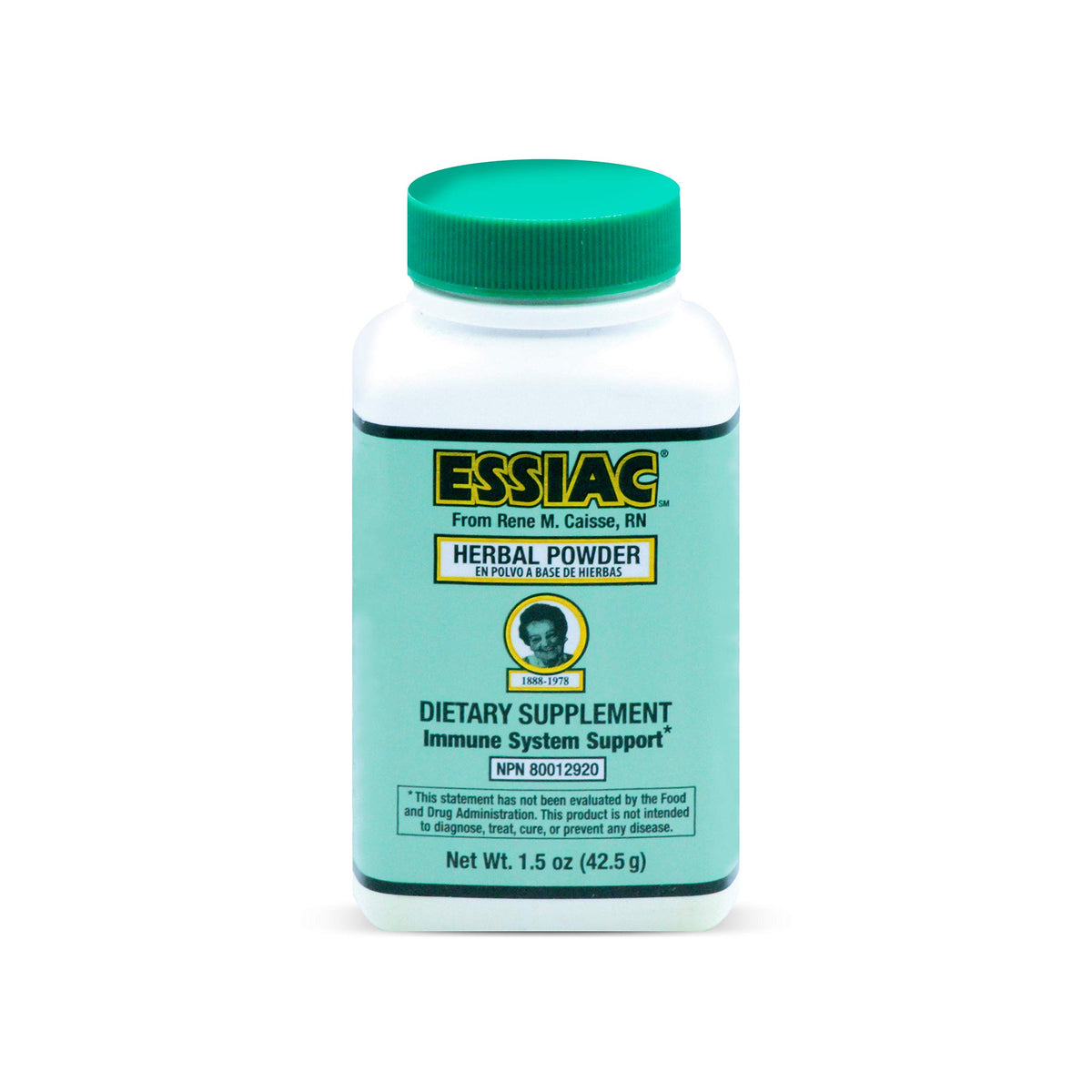Essiac Genuine Tea Powder bottle displays the original formula for daily antioxidant support.