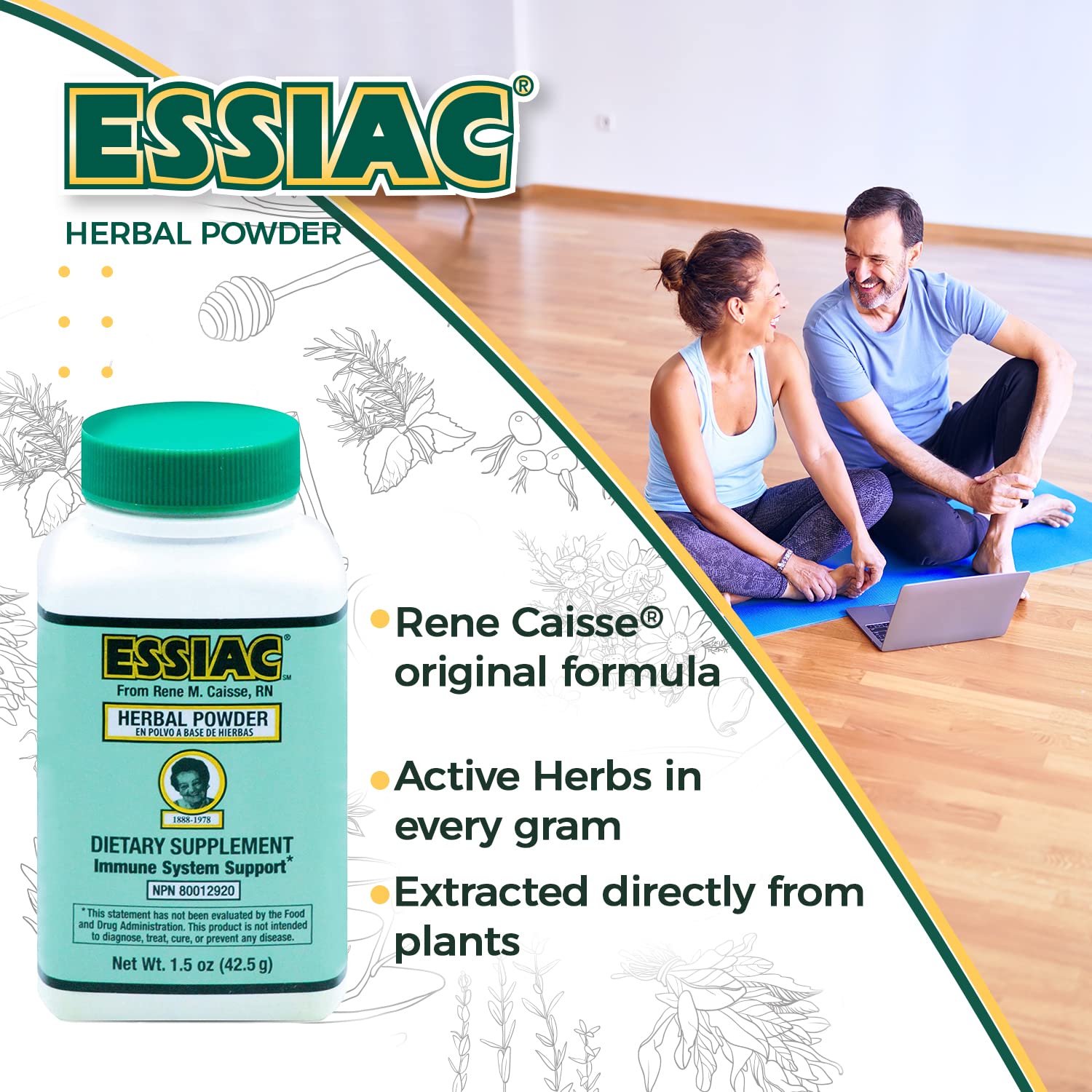 Essiac Original Formula ingredients label highlighting key botanicals.
