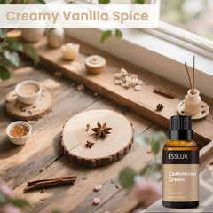 ESSLux Cashmeran Creme diffuser aroma image highlights long-lasting scent in any room.