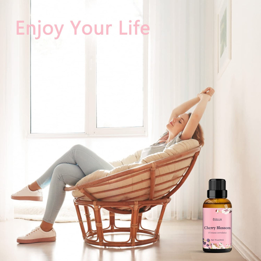 Esslux Cherry Blossom oil packaging ready for massage, perfume, and skincare routines.