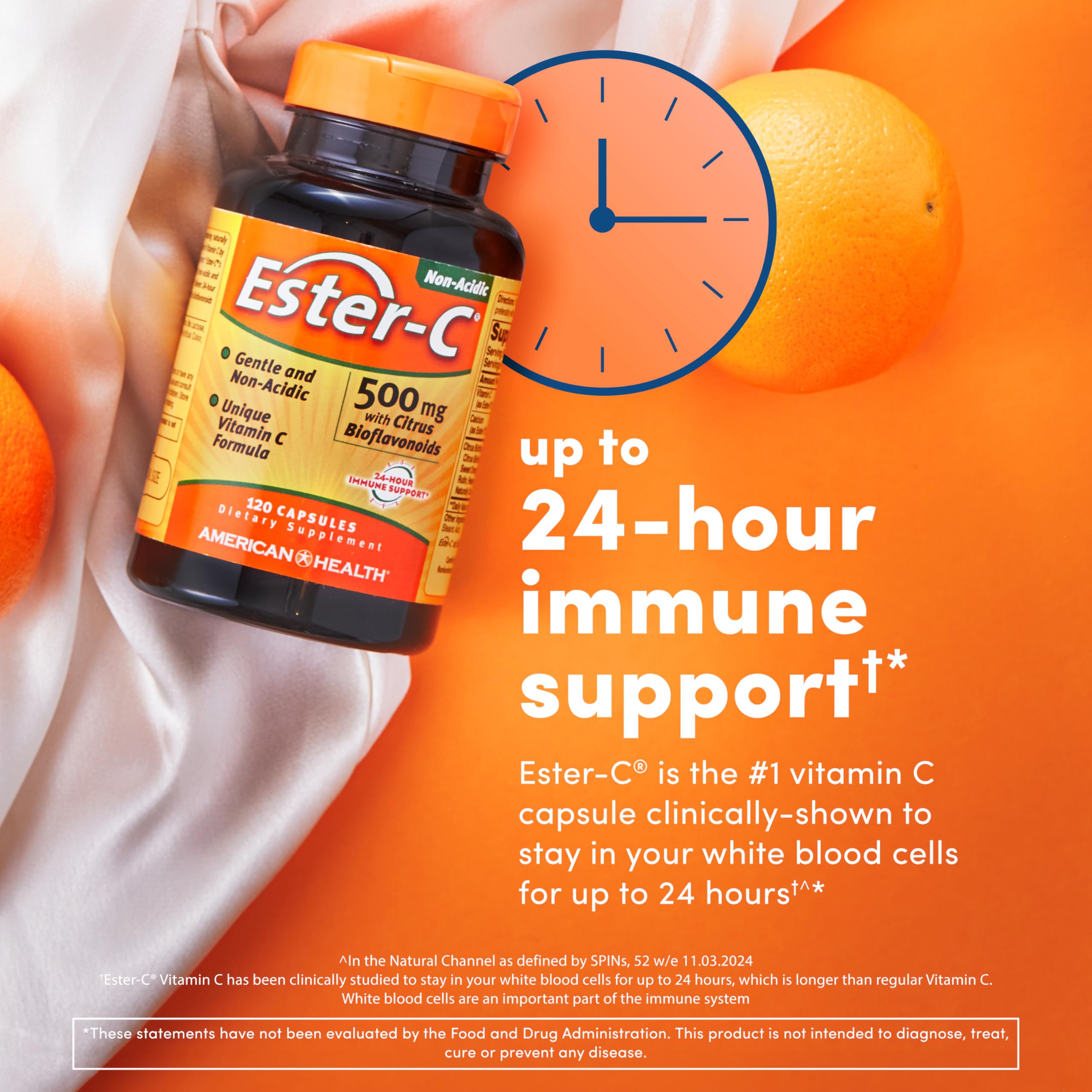 Ester-C bottle pour illustrating convenient serving for on-the-go wellness