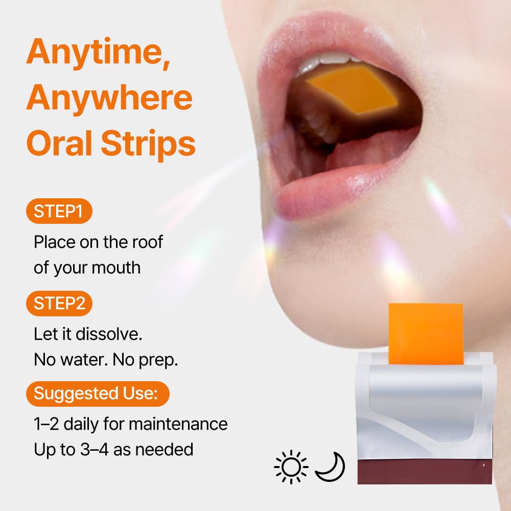 ESTHER FORMULA Liposomal Glutathione Strip natural ingredients closeup emphasizes antioxidants