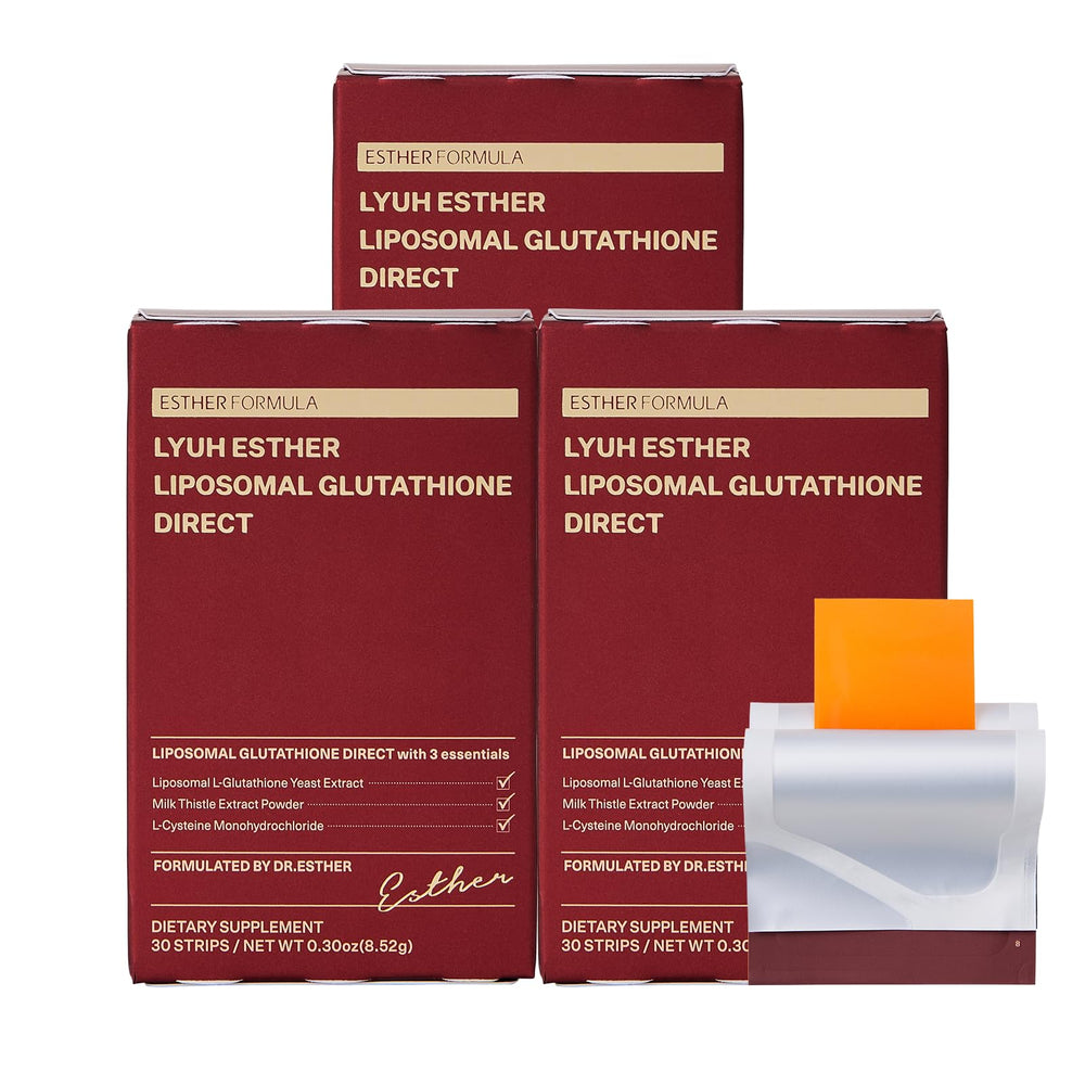 ESTHER FORMULA Liposomal Glutathione Strips lemon flavor packaging highlights premium on-the-go wellness