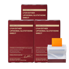 ESTHER FORMULA Liposomal Glutathione Strips lemon flavor packaging highlights premium on-the-go wellness