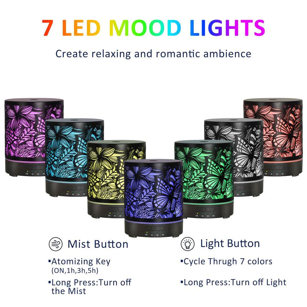ESTINHOME diffuser displays seven color ambient lights for mood lighting