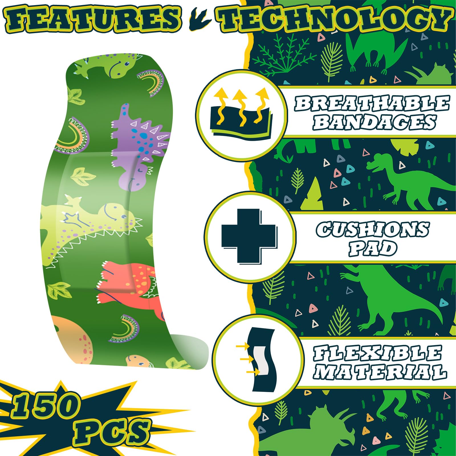 Estune Curitas Dinosaurio, empaque individual higiénico e impermeable.