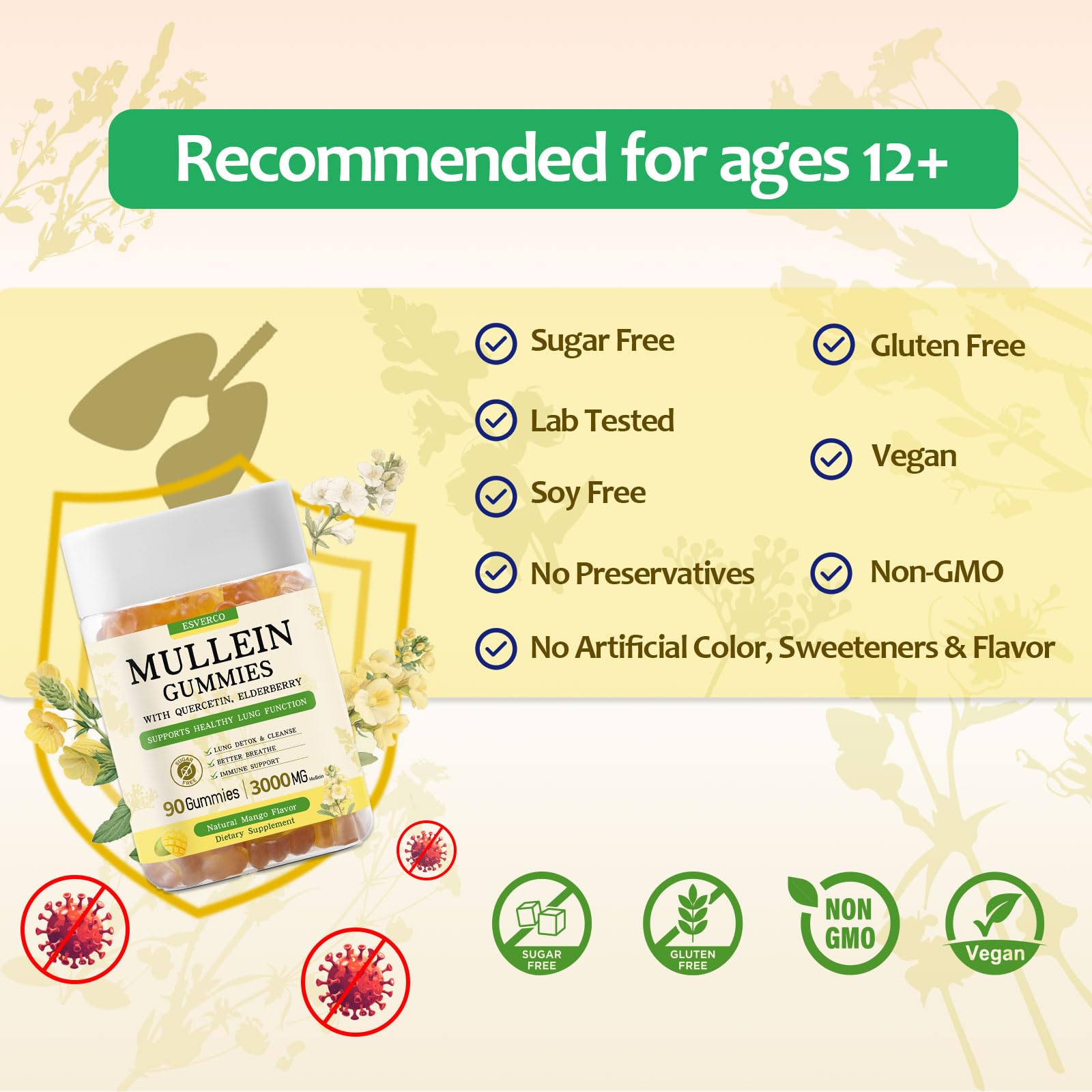 Esverco Mullein Gummies travel-friendly bottle for on-the-go use