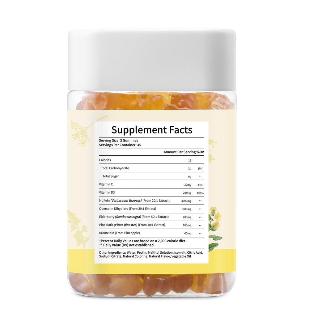 Esverco Mullein Gummies vegan sugar-free label close-up