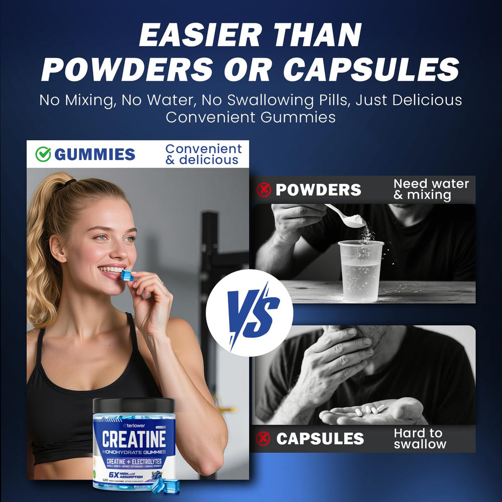 eterlower Creatine Monohydrate Gummies on-the-go pack—travel companion for fitness