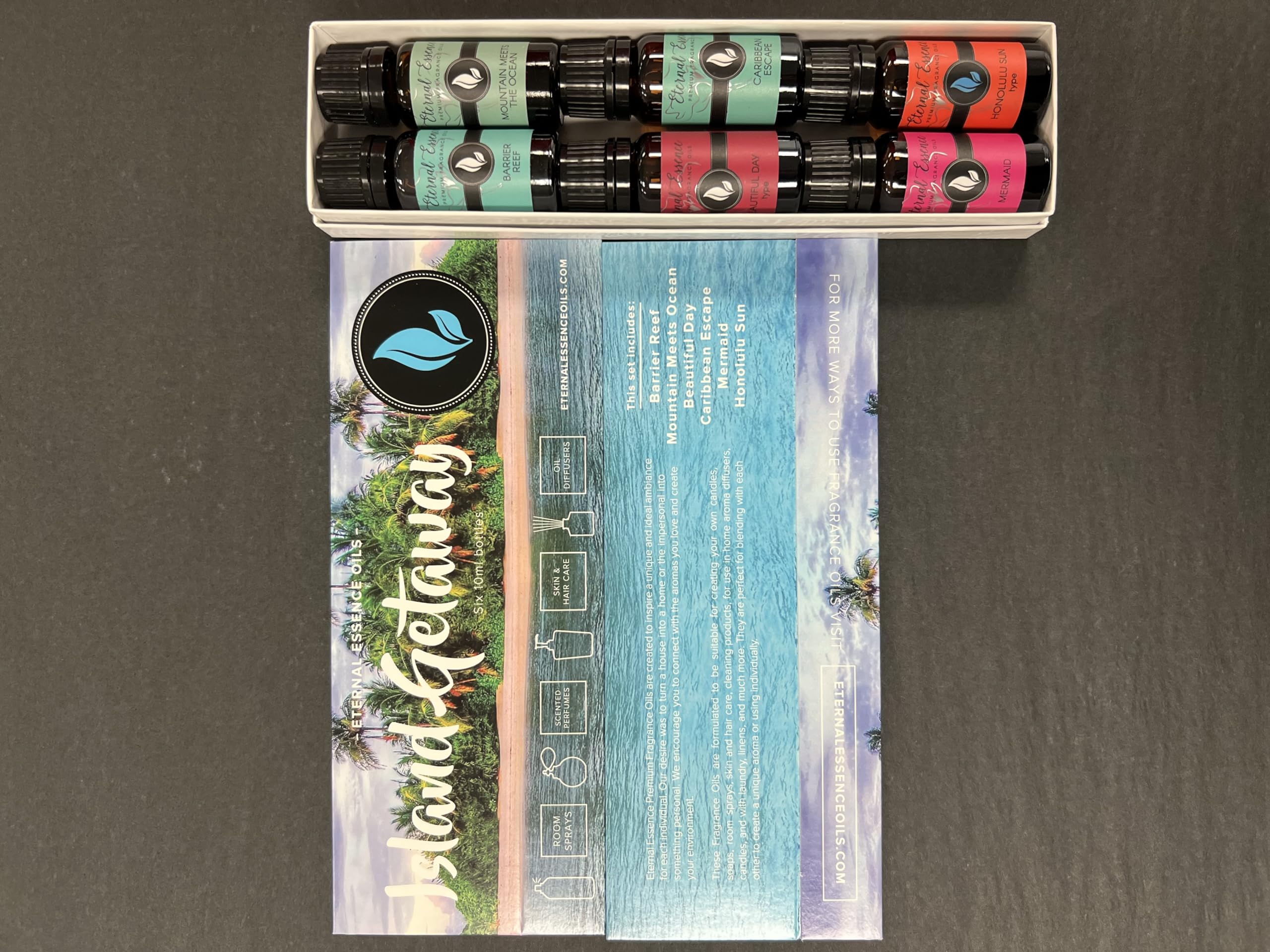 Eternal Essence Island Getaway dropper-insert enables easy dispensing.