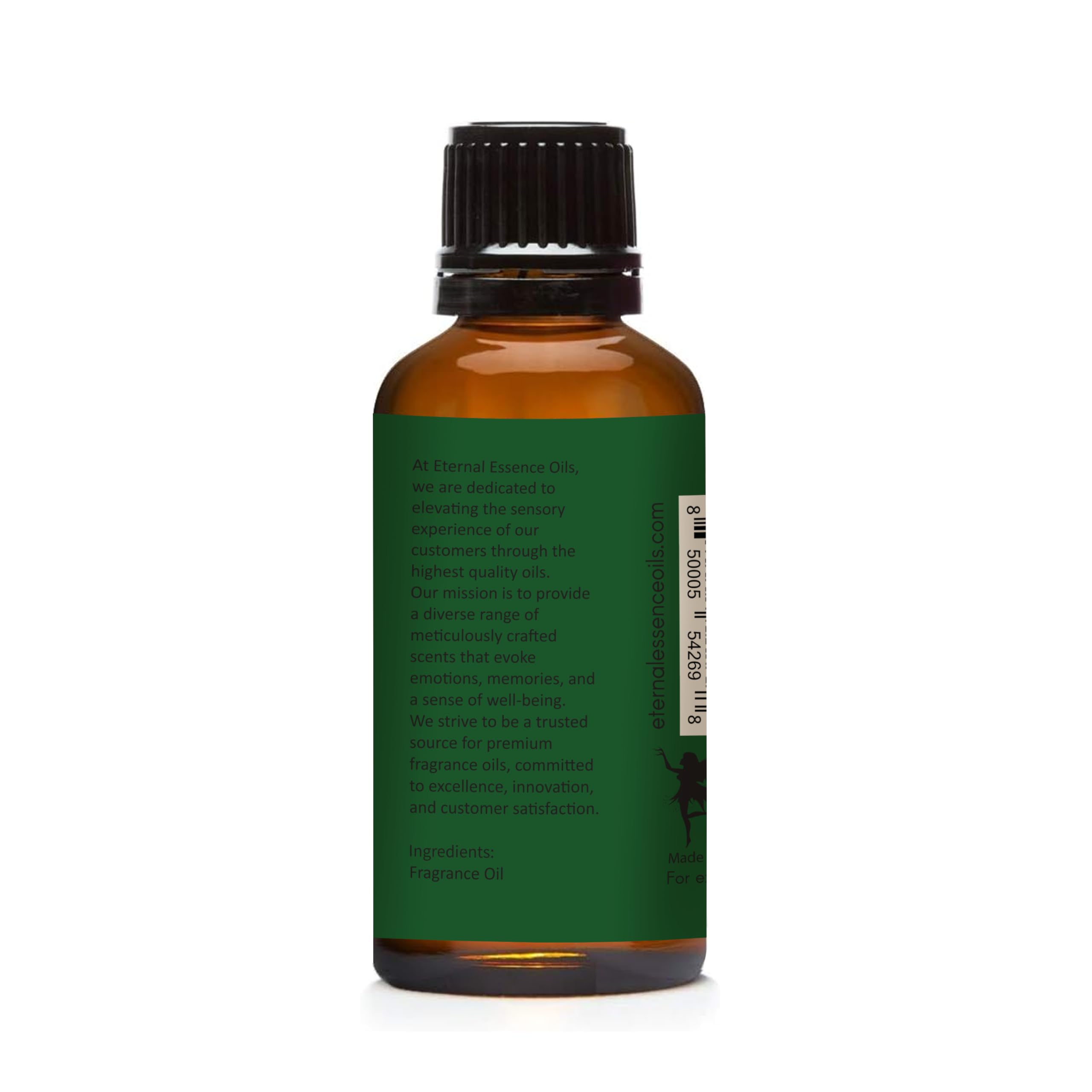 Eternal Essence Oils Patchouli Saffron amber bottle with dropper for controlled dispensing.