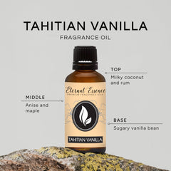 Eternal Essence Oils Tahitian Vanilla label closeup highlighting cap and dropper