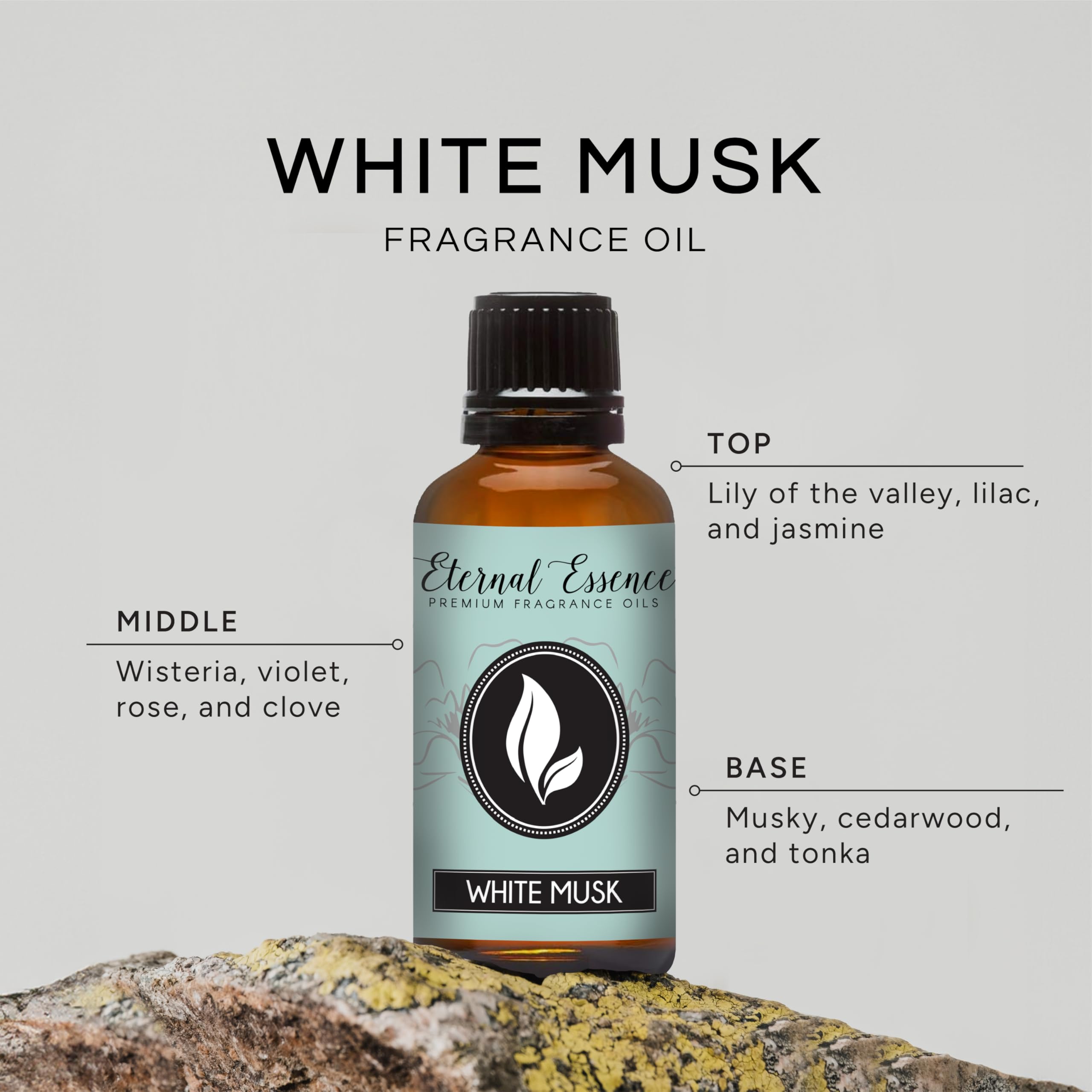 Eternal Essence Oils White Musk cap and dropper enable precise dispensing for DIY projects