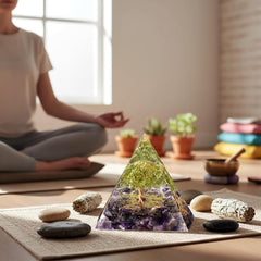 EternalOrgone Tree of Life pyramid top-angle; visualizes concentration during practice