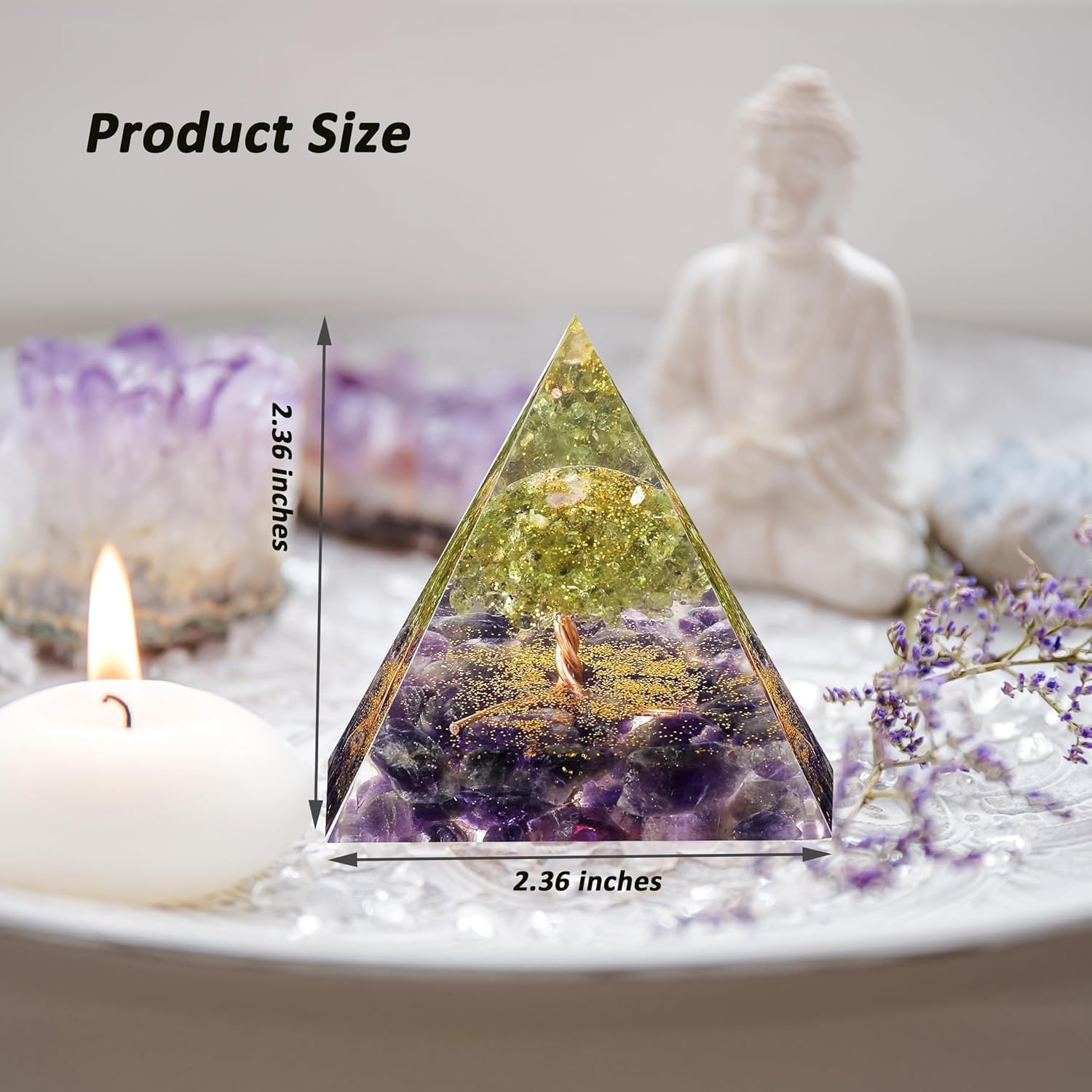EternalOrgone Tree of Life amethyst close-up; supports energy balance and healing