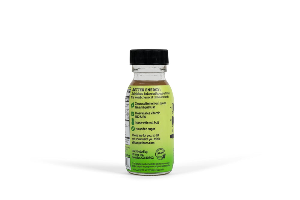 Ethan's energy shot on the desk, ready for a quick boost.