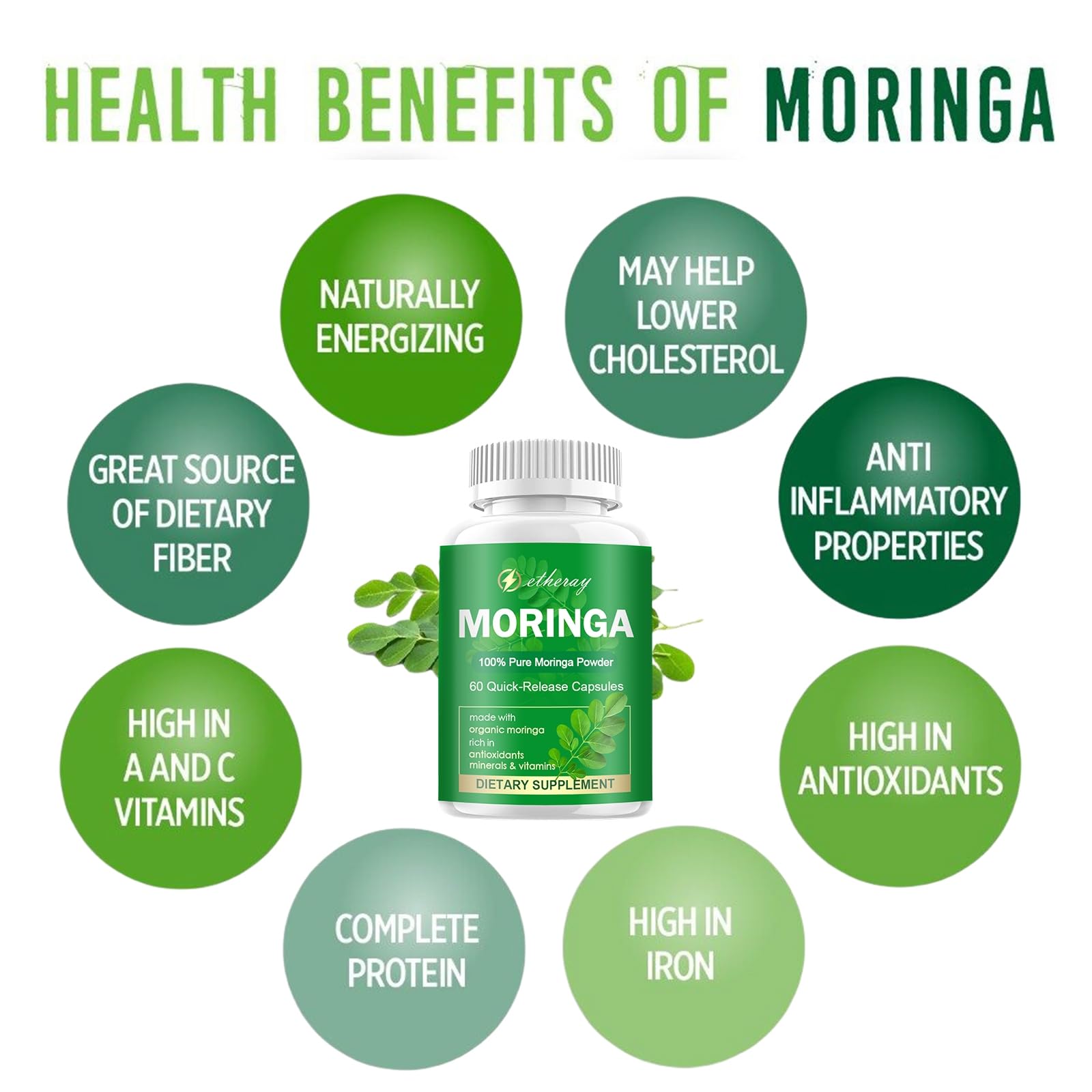 Etheray Moringa bottle placed on a table for daily use.