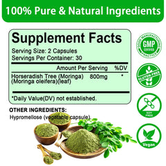 Close-up of Etheray Moringa capsules highlighting natural extract.