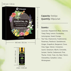 Ethlauff 40pcs essential oils diffuser-ready ideal for filling rooms with uplifting aromas.