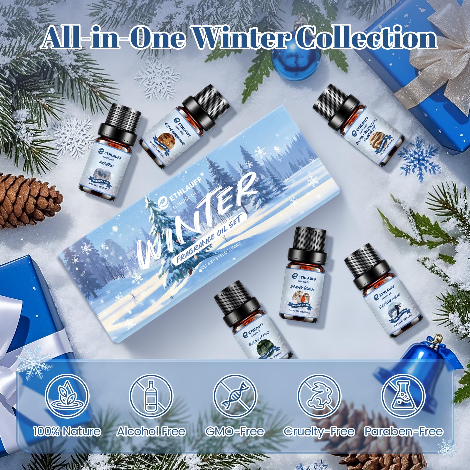 Ethlauff Essential Oils Winter Set diffuser-ready blends for ambient fragrance