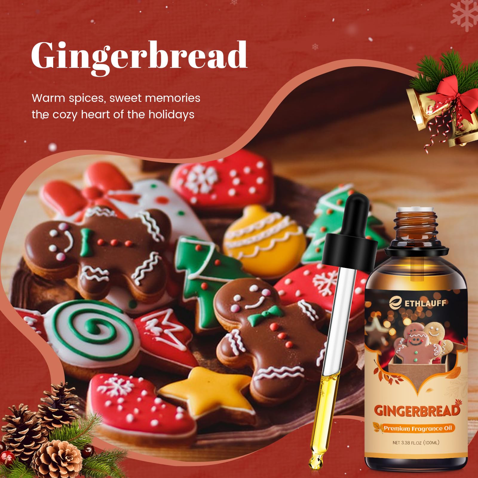 Ethlauff Gingerbread essential oil used in candle making for festive fragrance