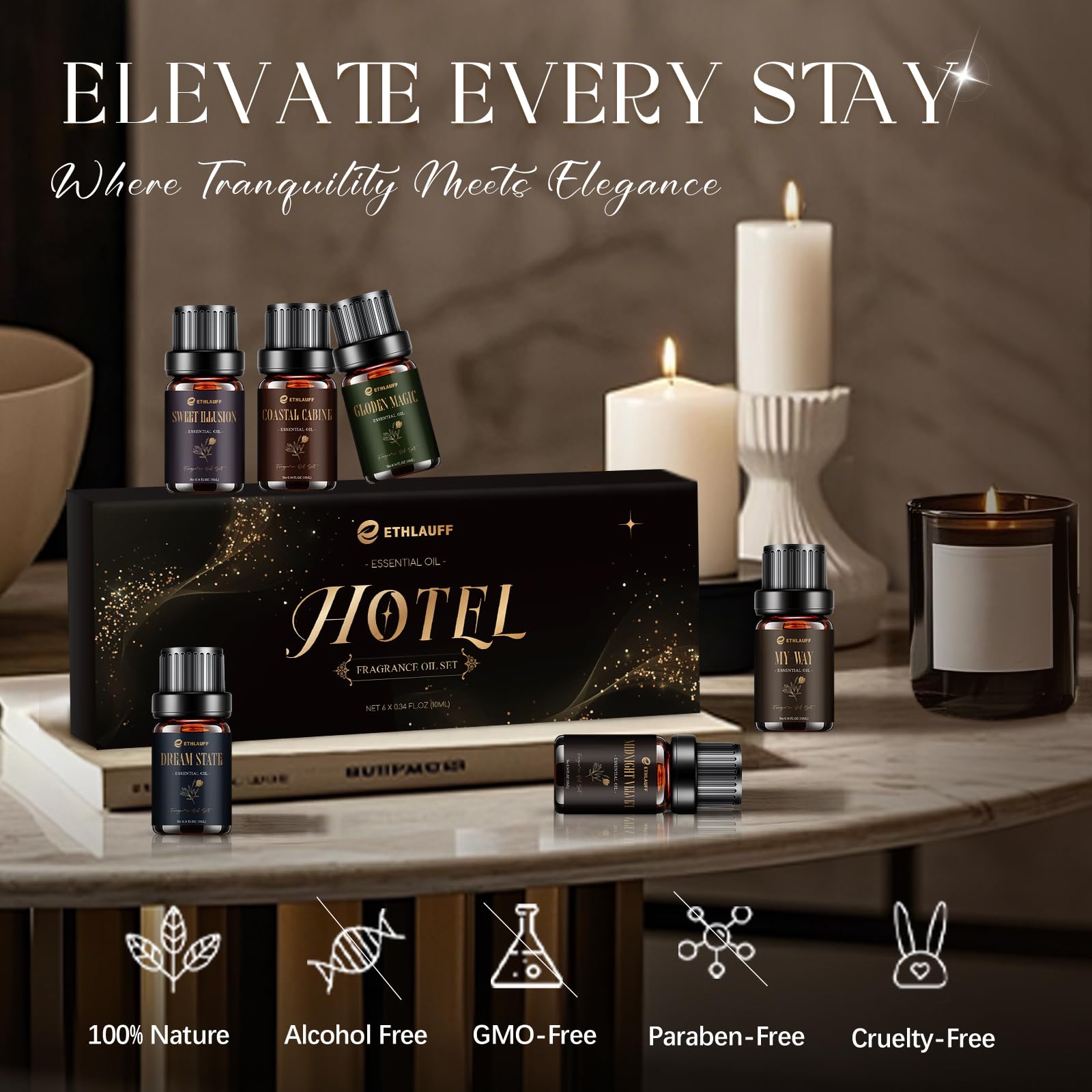 Ethlauff Hotel Diffuser Oils set supports DIY candles and soaps