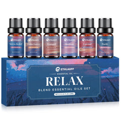 Ethlauff Relax Diffuser Oil Stress Relief bottle with lemongrass and bergamot notes for calm focus