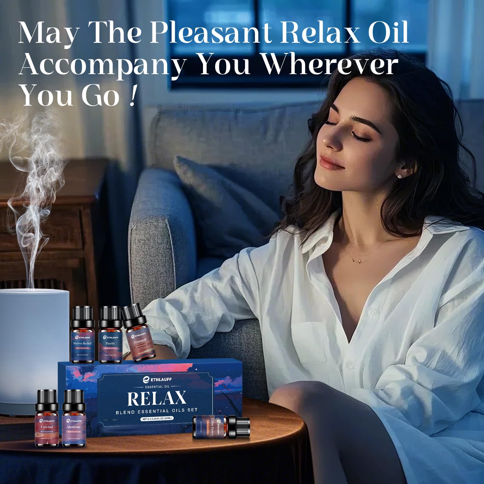 Ethlauff Relax Diffuser Oil Tranquil bottle with earthy notes for peaceful ambience