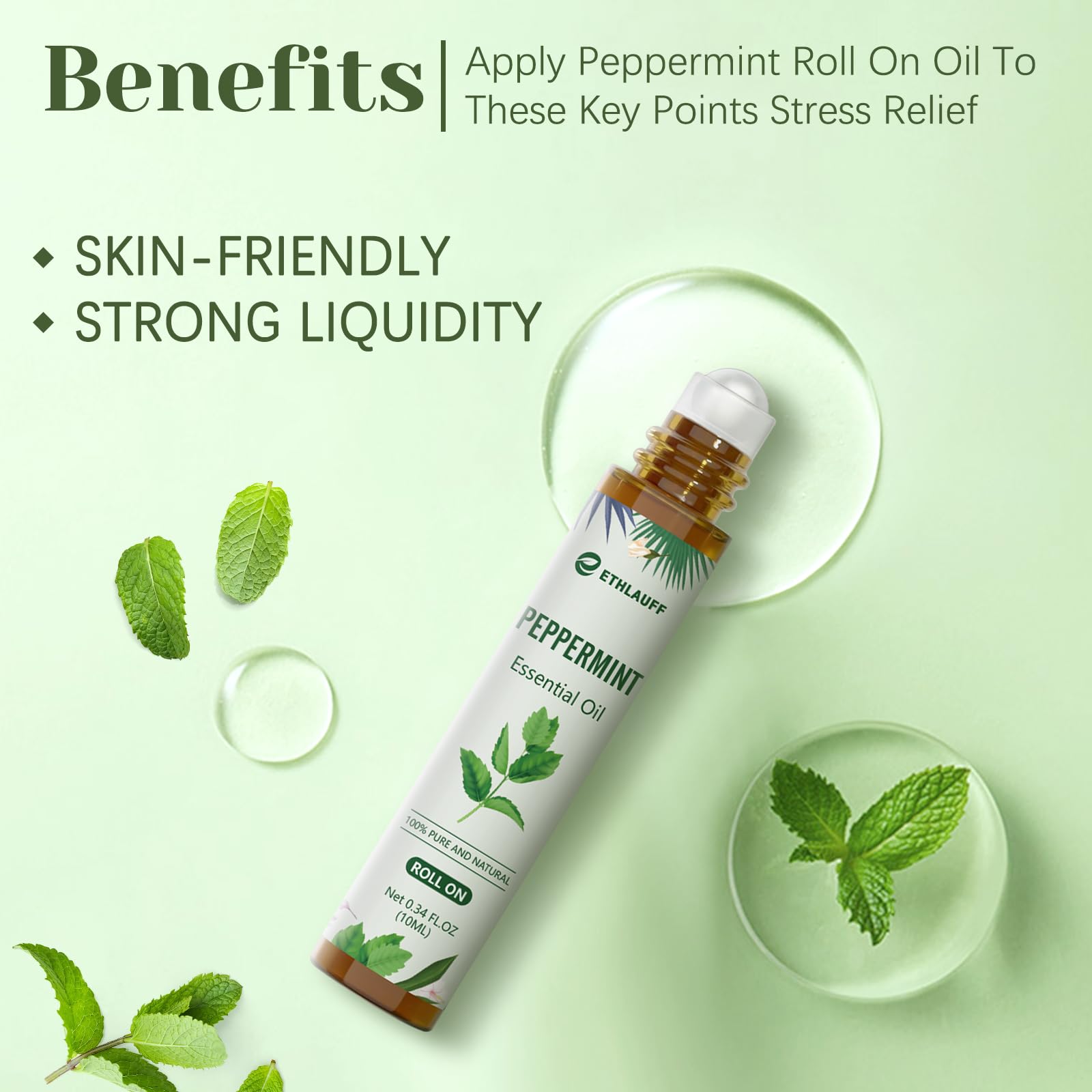 Ethlauff Roll-On Menta: sensación de frescura y enfriamiento inmediato.