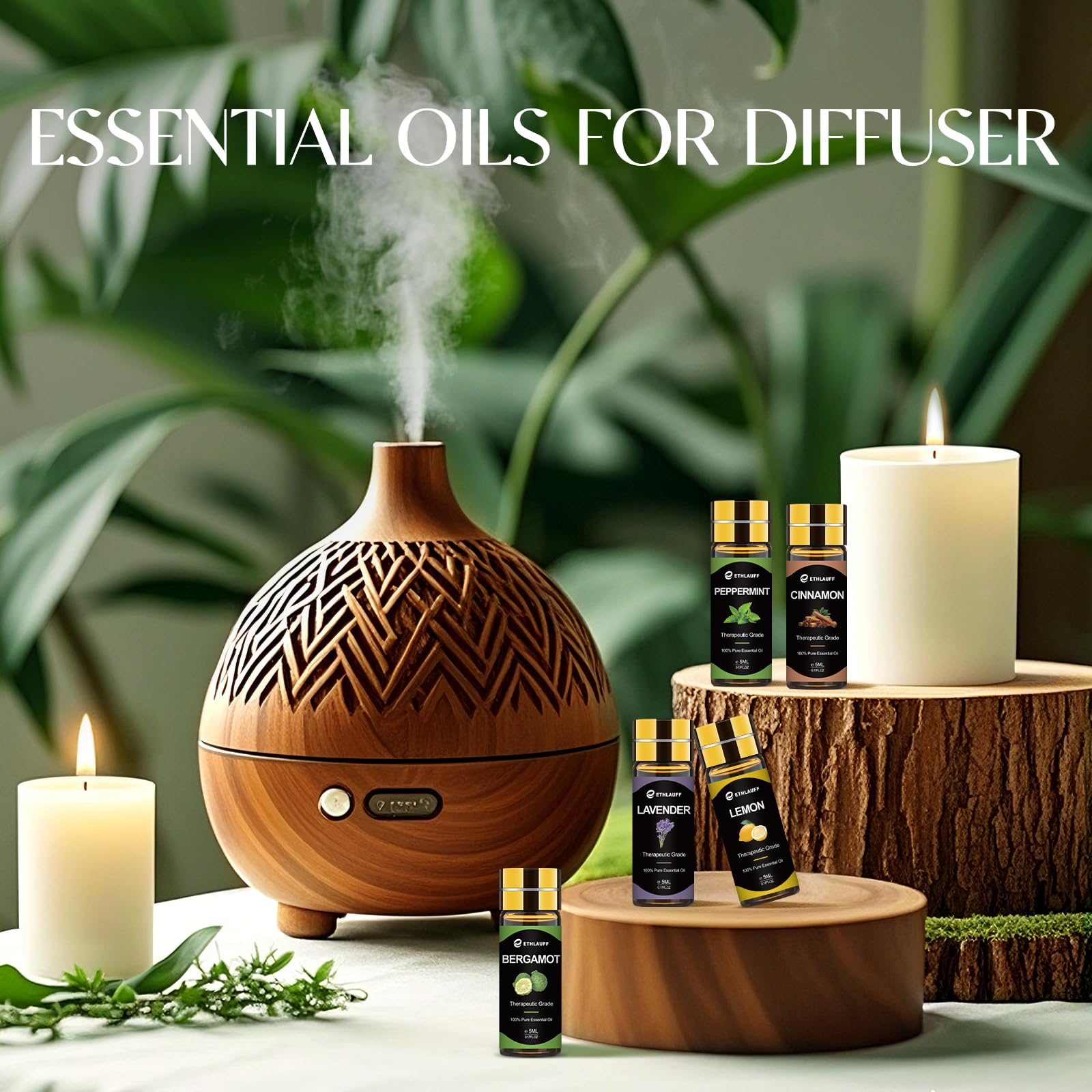 Ethlauff bergamot essential oil bottle balanced citrus aroma for diffuser blends