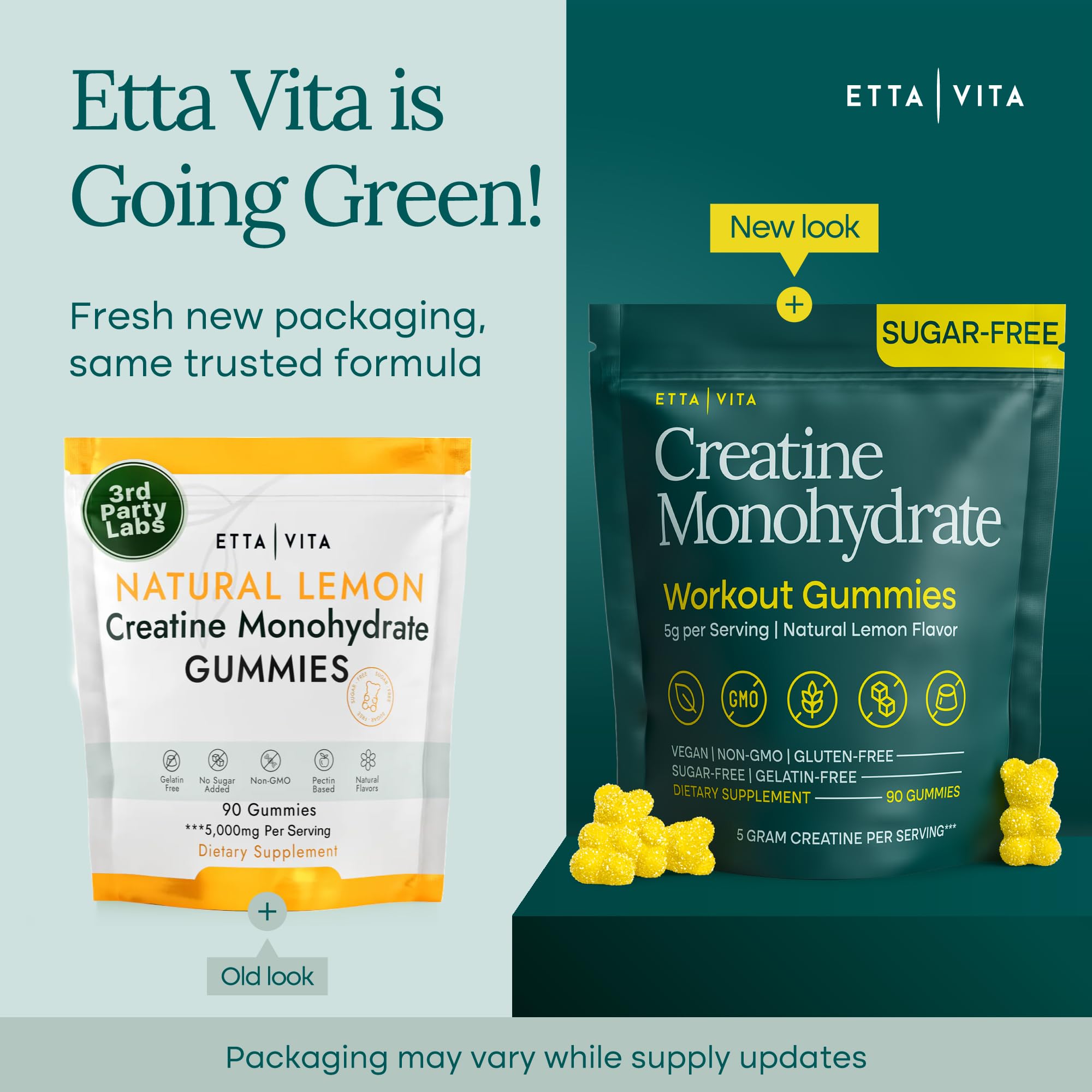 Close-up of Etta Vita gummies soft-chew with lemon flavor for easy daily intake