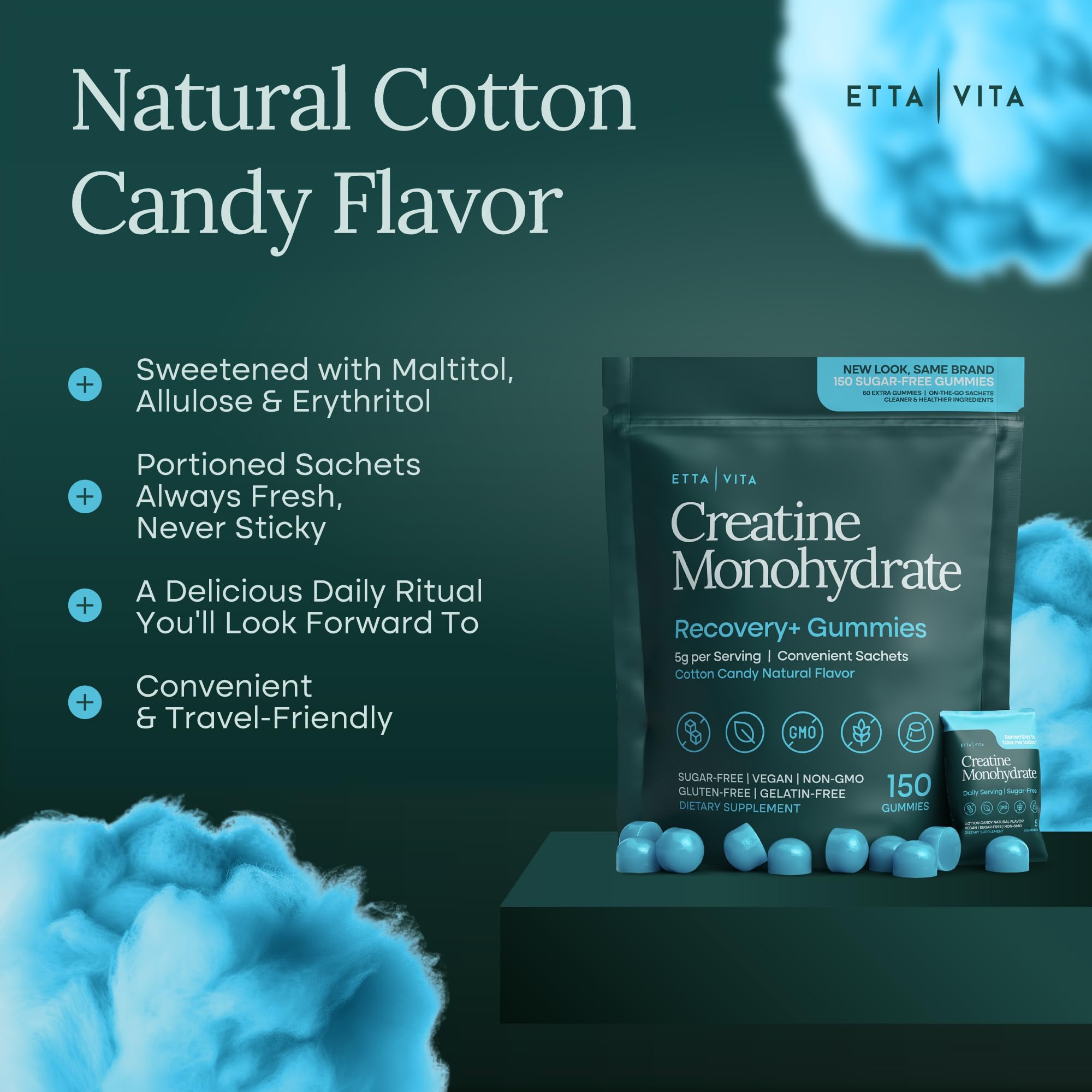 MCT oil coating enhances absorption in Etta Vita Creatine Gummies