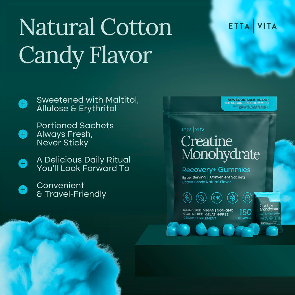 MCT oil coating enhances absorption in Etta Vita Creatine Gummies