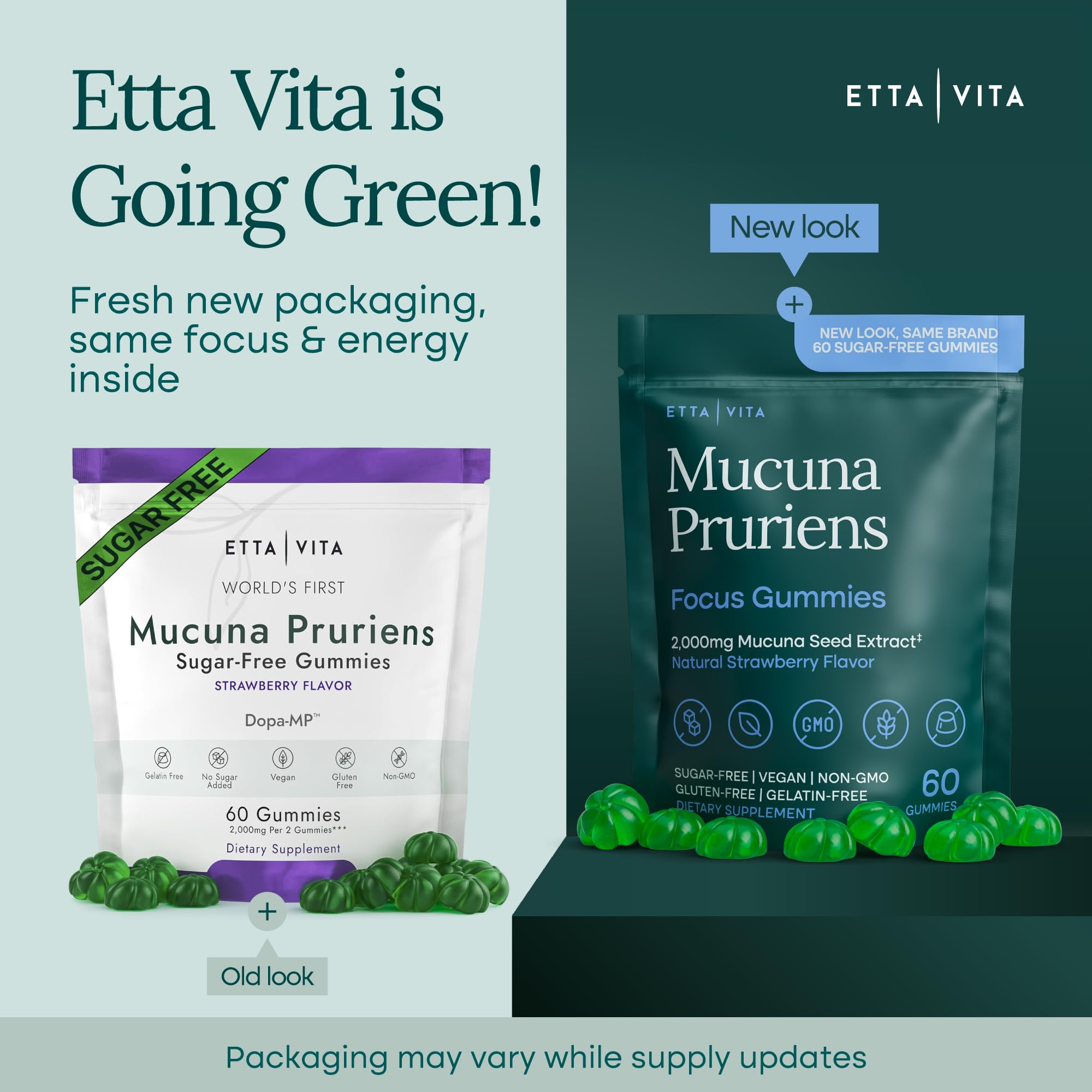 Etta Vita Dopamine Gummies bottle back highlights ingredients and third-party testing for quality.