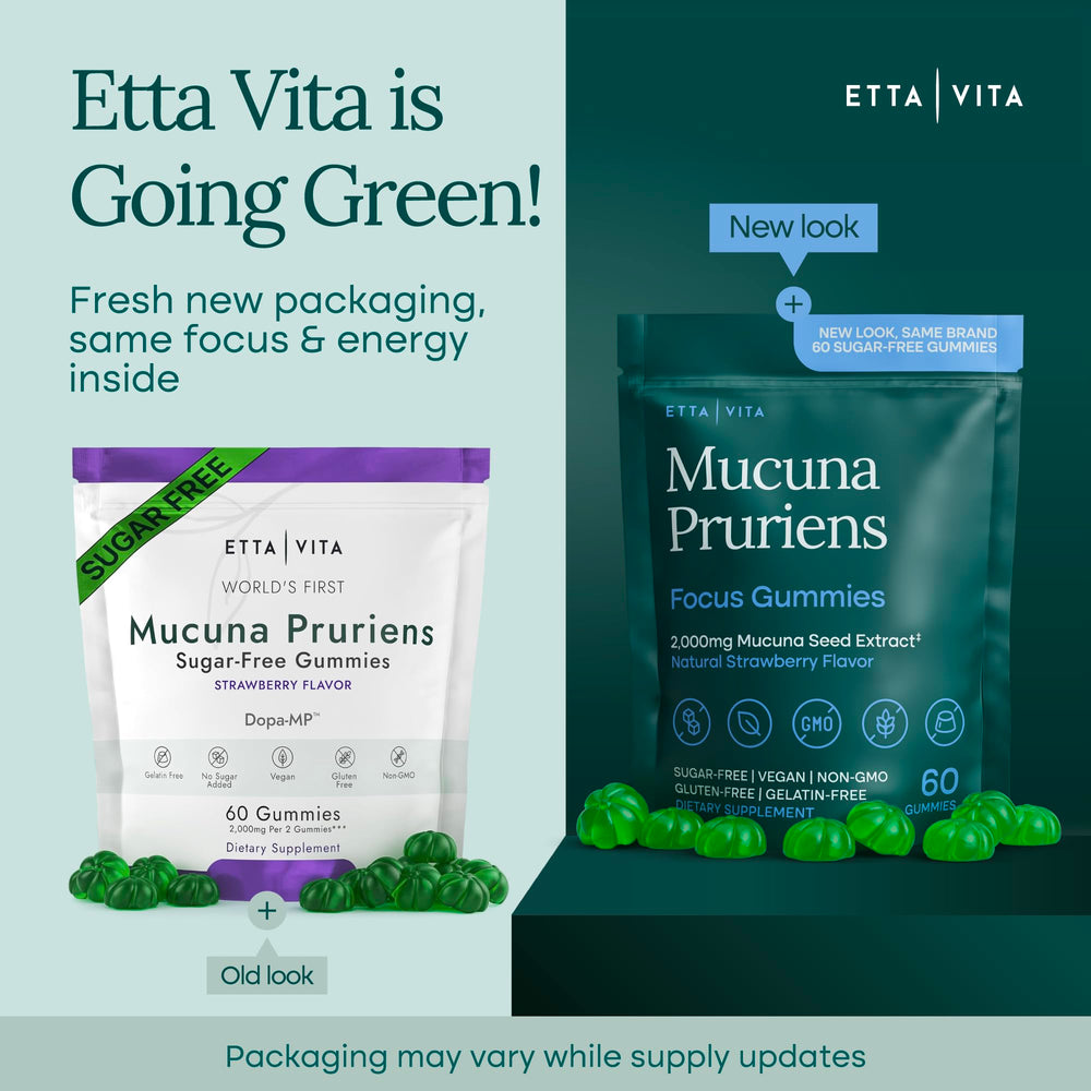 Etta Vita Dopamine Gummies bottle back highlights ingredients and third-party testing for quality.