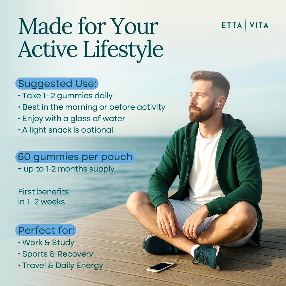 Etta Vita Dopamine Gummies packaging shows 60-count bottle for convenient daily use.