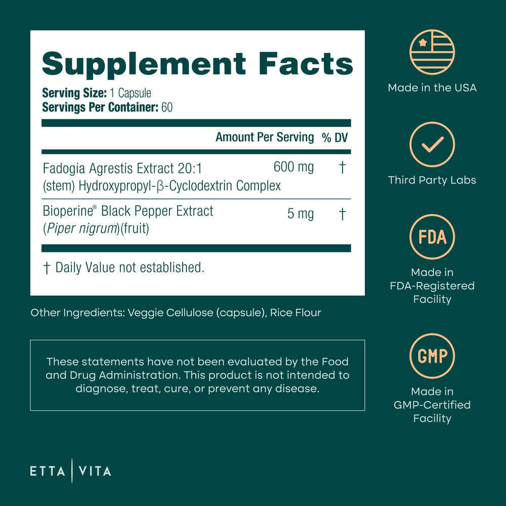 Etta Vita Fadogia made in USA emblem on packaging highlighting quality manufacturing.