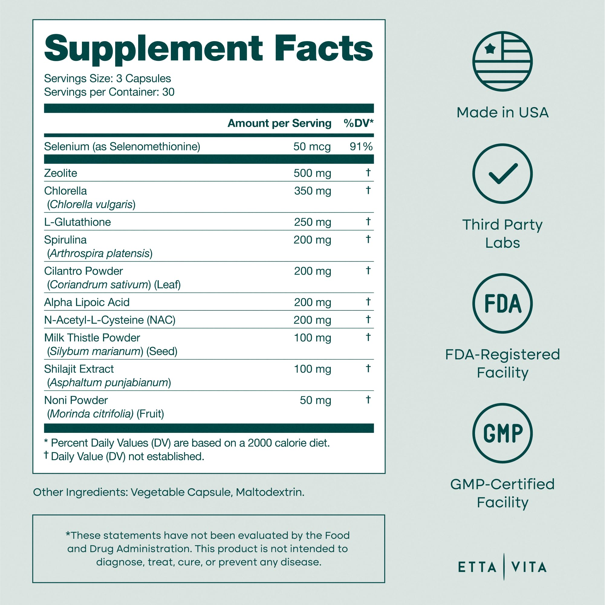 Etta Vita Liver Cleanse ingredients pack displays the 11-in-1 detox components.