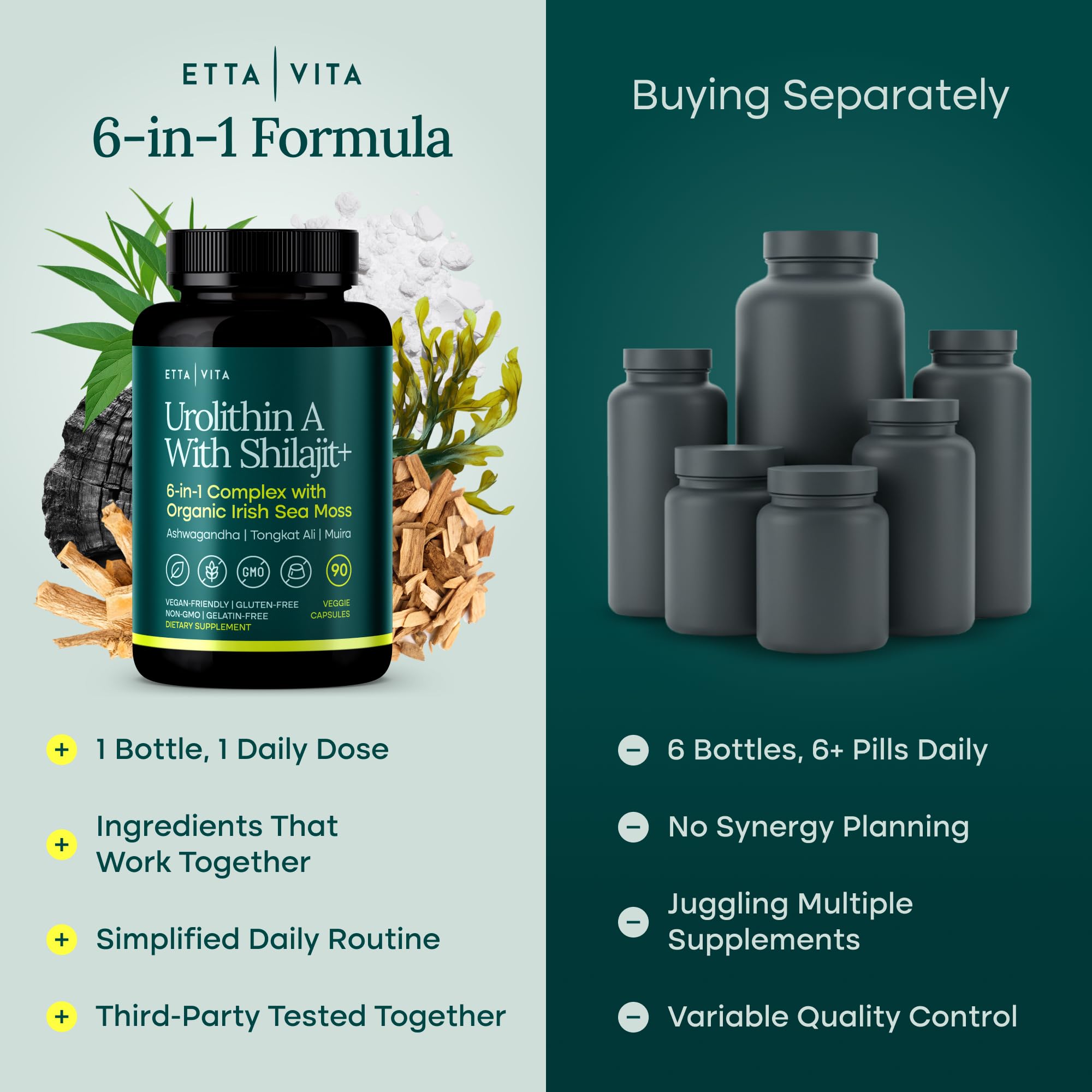 Muira Puama capsules hint at mental energy in a plant-based formula.