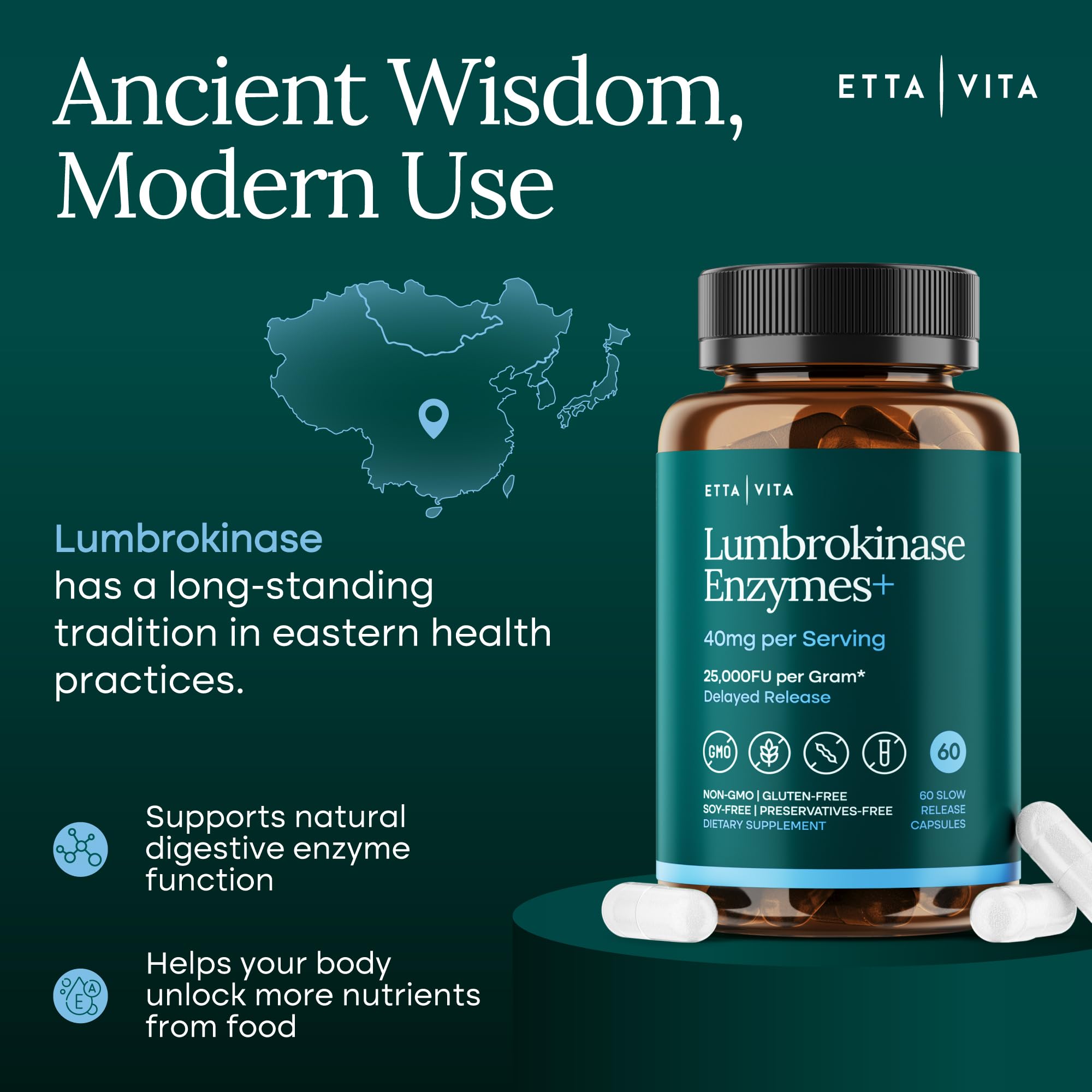 Etta Vita Potent Lumbrokinase usage scenario showing on-the-go wellness support.