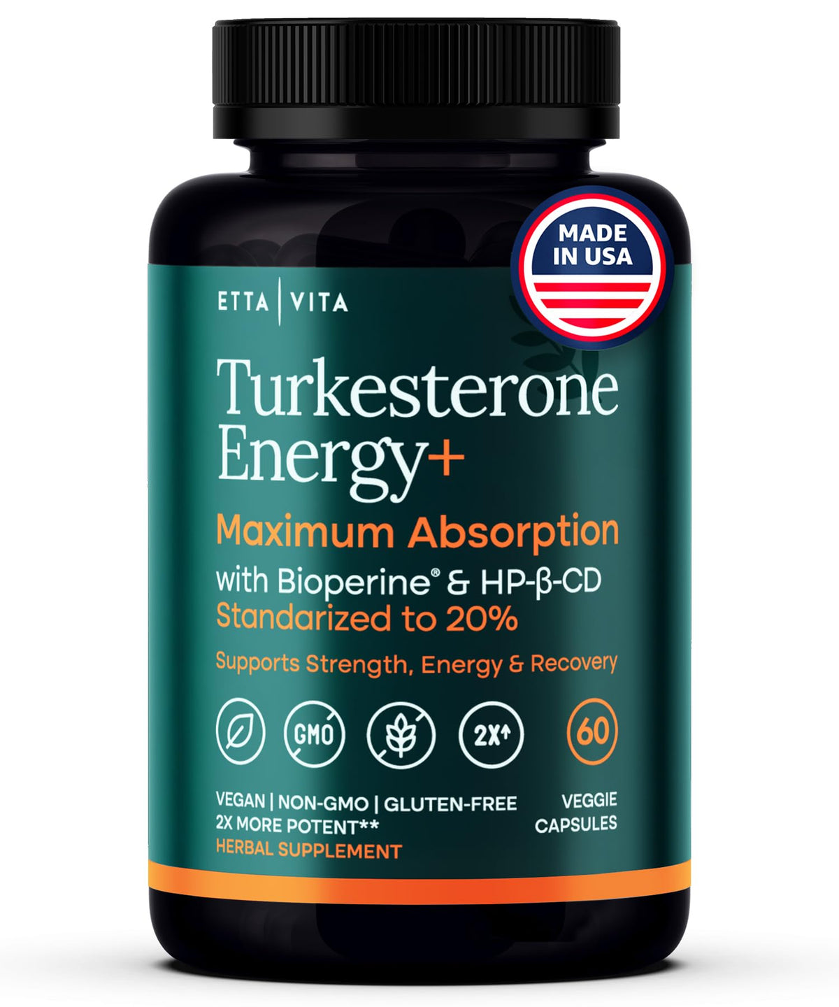 Etta Vita potent turkesterone bottle on shelf suggesting lean gains.