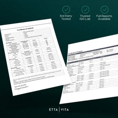 Etta Vita resveratrol and giloy ingredients near bottle, signaling antioxidant support.