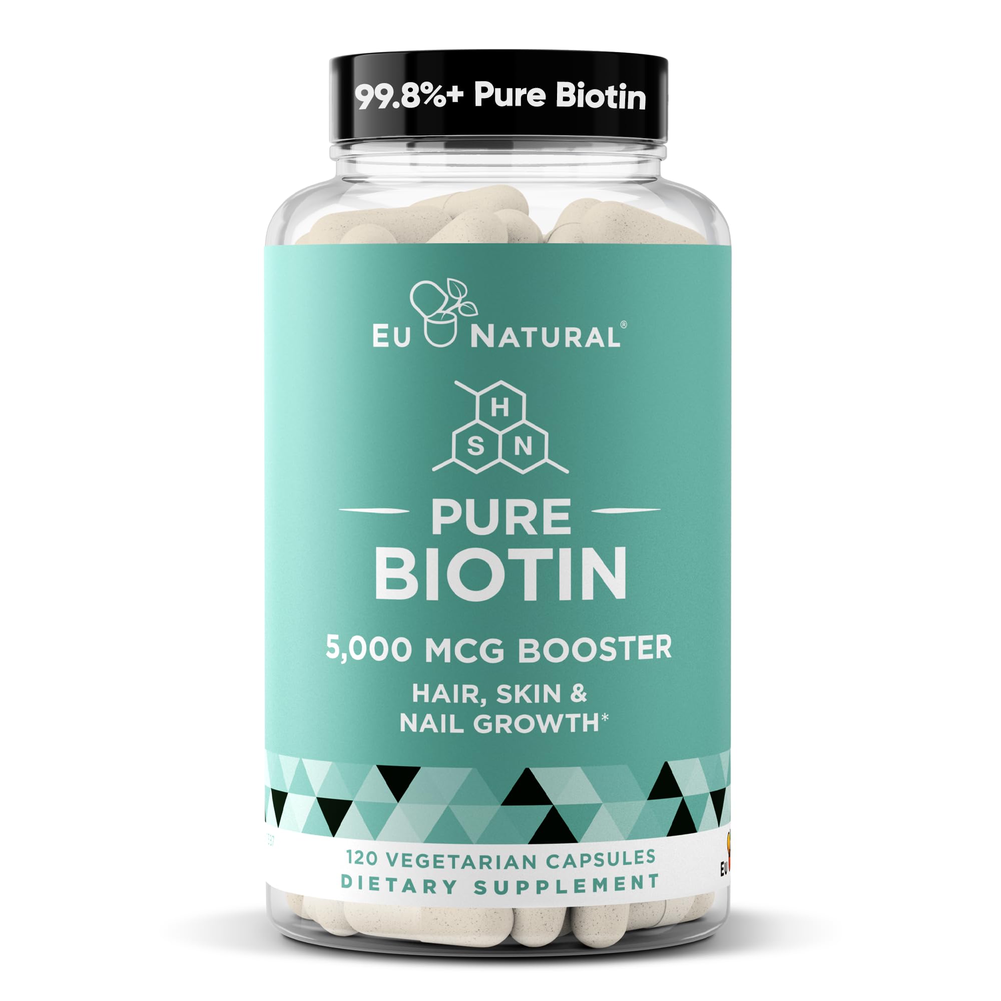 Eu Natural Biotin 5000 mcg bottle for daily use to support hair and nails