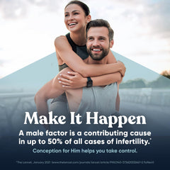 Eu Natural Conception For Him label detail emphasizing gluten-free vegetarian formula
