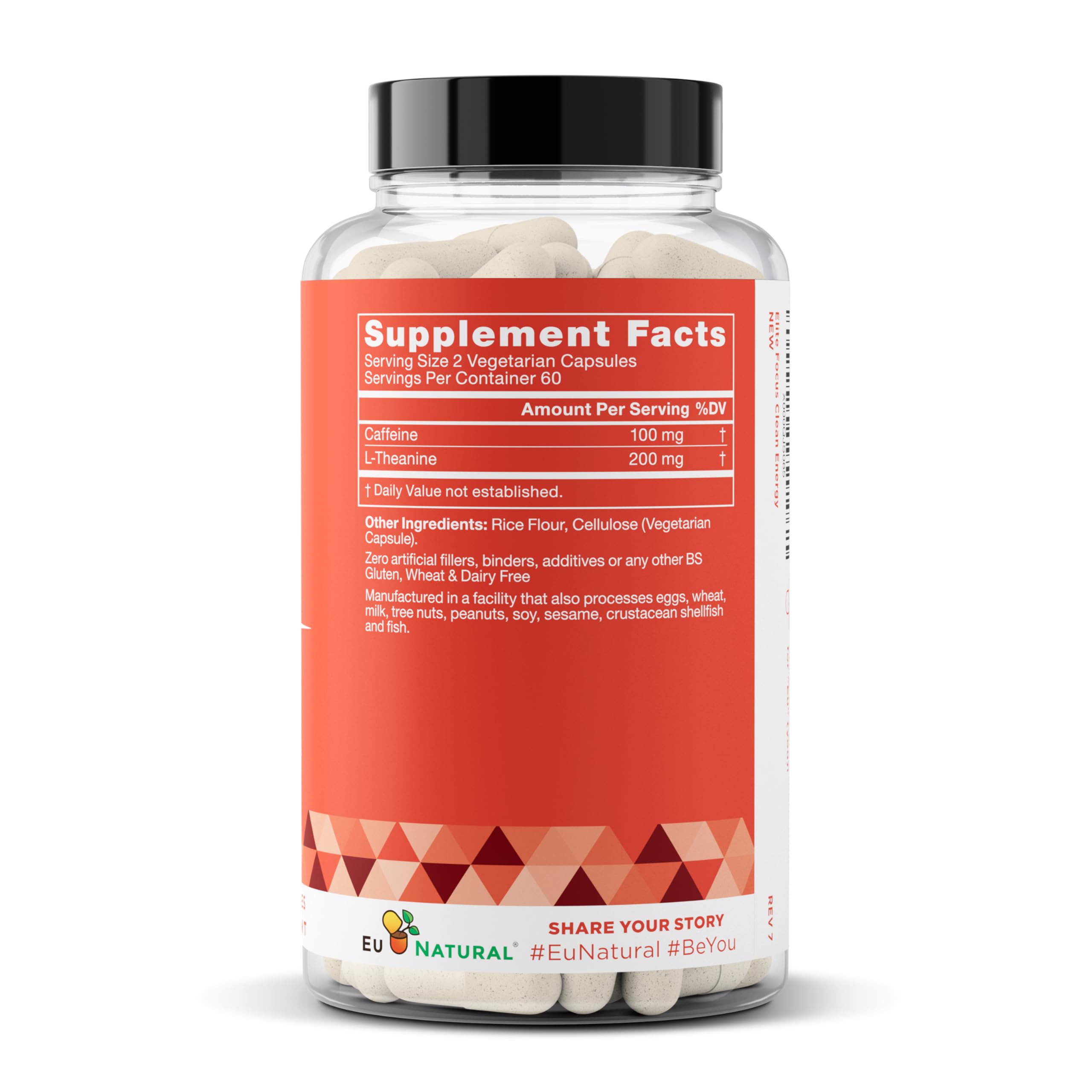Eu Natural Elite Caffeine Pills ingredients list emphasizes no artificial additives
