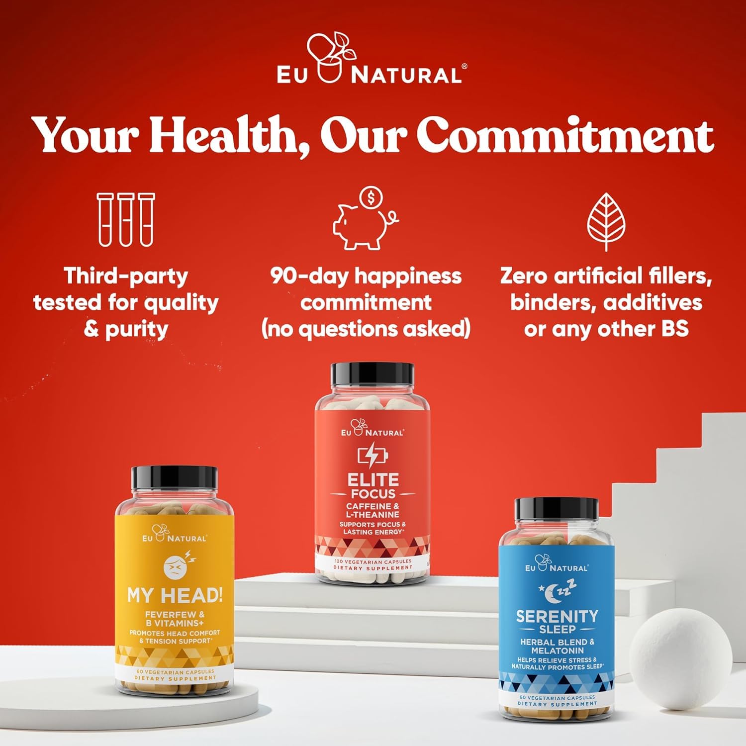 Eu Natural Elite Caffeine Pills free from artificial ingredients implies a cleaner nootropic option.